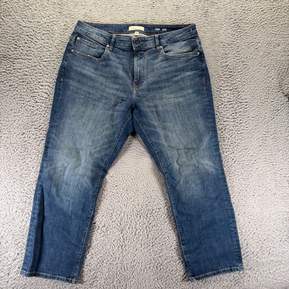 Warp+Weft Ord Chicago Jeans Mens 36x28 Blue Cotton Denim Straight Faded Stretch